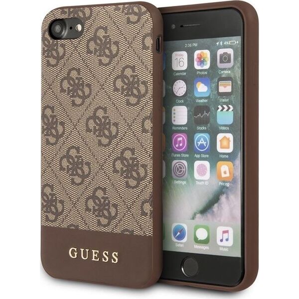 Guess Guess 4G Bottom Stripe Collection - Etui iPhone SE 2020 / 8 / 7 (brązowy) uniwersalny