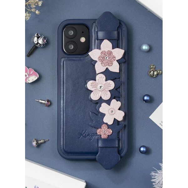 Kingxbar Kingxbar Sweet Series żelowe etui ozdobione oryginalnymi Kryształami Swarovskiego z podstawką iPhone 12 mini niebieski uniwersalny