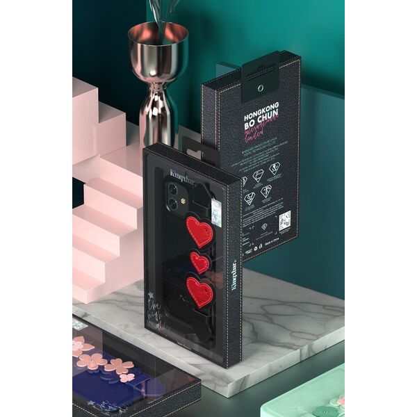 Kingxbar Kingxbar Sweet Series żelowe etui ozdobione oryginalnymi Kryształami Swarovskiego z podstawką iPhone 12 mini czarny uniwersalny
