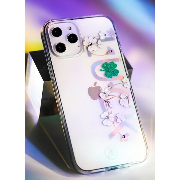 Kingxbar Kingxbar Lucky Series etui ozdobione oryginalnymi Kryształami Swarovskiego iPhone 12 mini przezroczysty (Clover) uniwersalny
