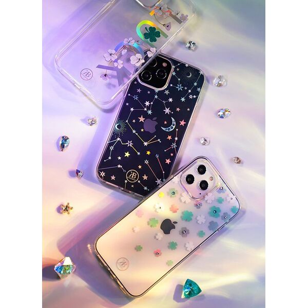 Kingxbar Kingxbar Lucky Series etui ozdobione oryginalnymi Kryształami Swarovskiego iPhone 12 mini przezroczysty (Clover) uniwersalny