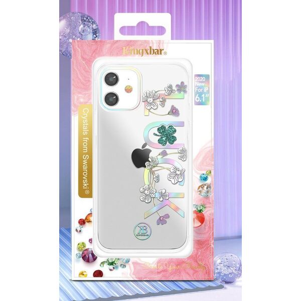 Kingxbar Kingxbar Lucky Series etui ozdobione oryginalnymi Kryształami Swarovskiego iPhone 12 mini przezroczysty (Clover) uniwersalny