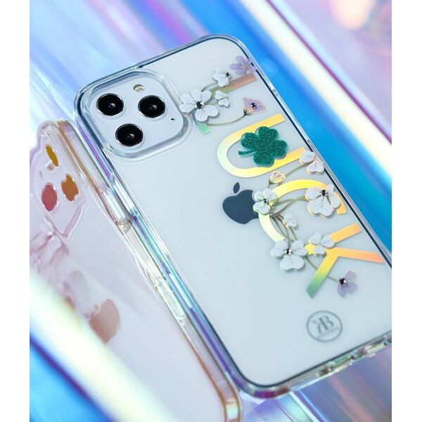 Kingxbar Kingxbar Lucky Series etui ozdobione oryginalnymi Kryształami Swarovskiego iPhone 12 mini przezroczysty (Clover) uniwersalny