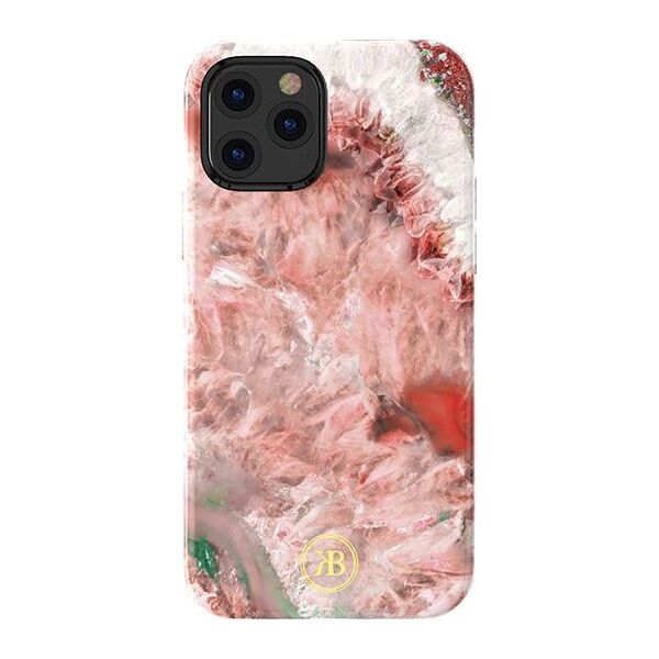 Kingxbar Kingxbar Agate Series eleganckie etui pokrowiec z nadrukiem agat iPhone 12 mini czerwony uniwersalny