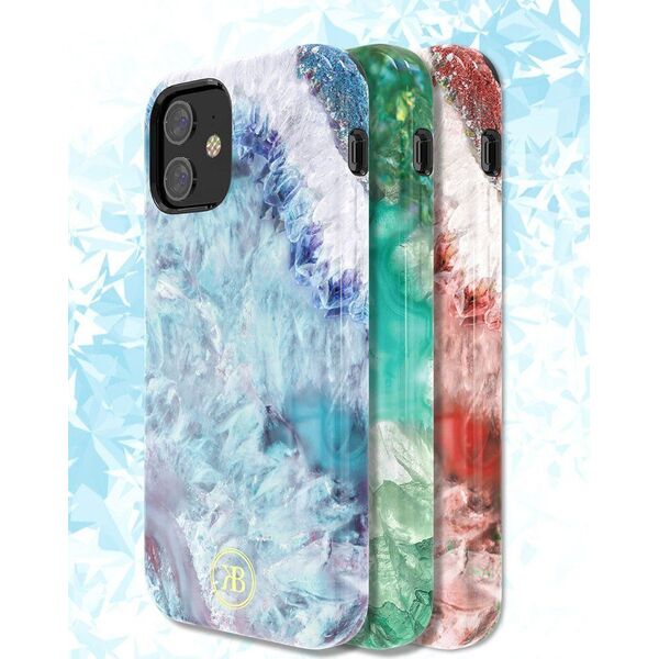 Kingxbar Kingxbar Agate Series eleganckie etui pokrowiec z nadrukiem agat iPhone 12 mini czerwony uniwersalny