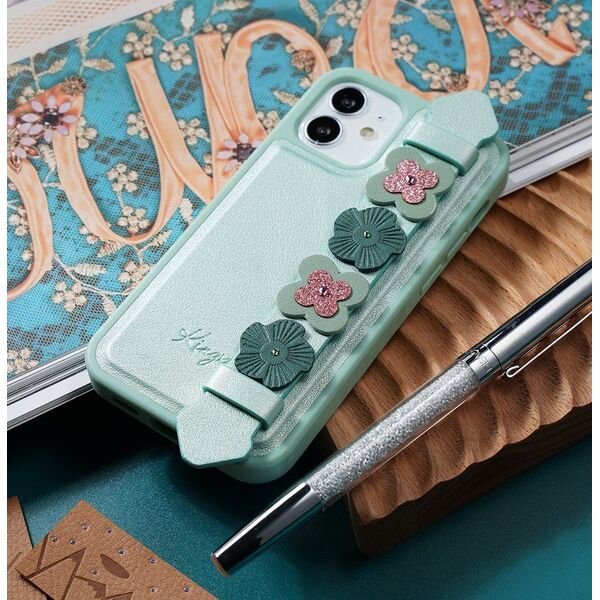 Kingxbar Kingxbar Sweet Series żelowe etui ozdobione oryginalnymi Kryształami Swarovskiego z podstawką iPhone 12 Pro Max niebieski