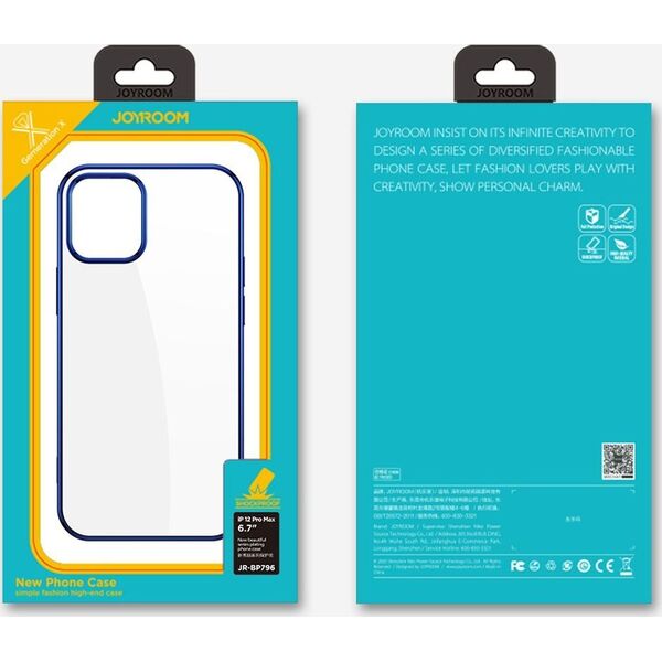 Joyroom Joyroom New Beautiful Series ultra cienkie przezroczyste etui z metaliczną ramką do iPhone Pro Max 12 czarny (JR-BP796)