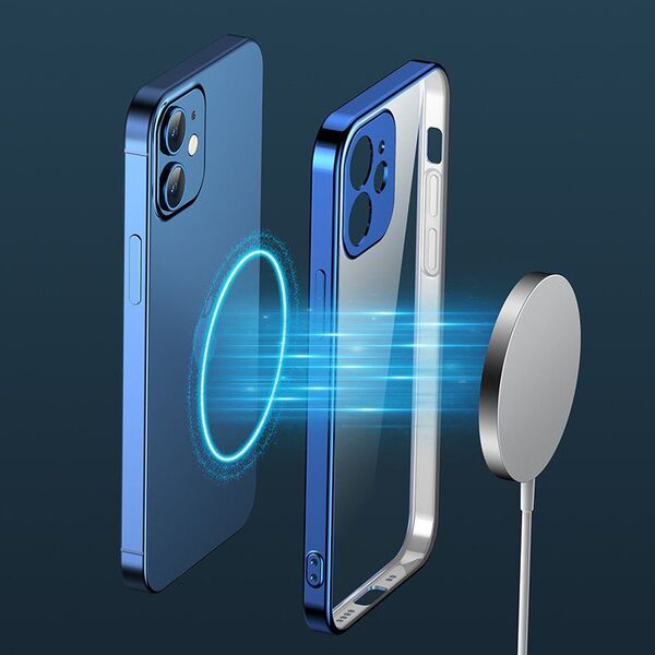 Joyroom Joyroom New Beauty Series ultra cienkie przezroczyste etui z metaliczną ramką do iPhone 12 Pro niebieski (JR-BP743)