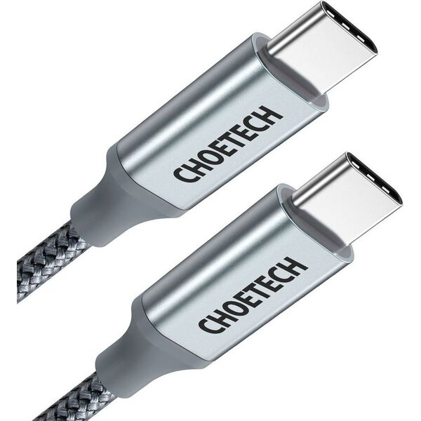 Kabel USB Choetech USB-C - USB-C 1.8 m Srebrny (6971824973099)
