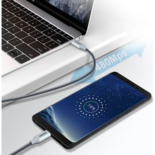 Kabel USB Choetech USB-C - USB-C 1.8 m Srebrny (6971824973099)