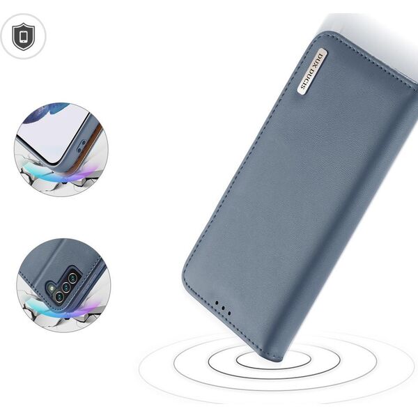 Dux Ducis Dux Ducis Hivo skórzane etui z klapką pokrowiec ze skóry naturalnej portfel na karty i dokumenty Samsung Galaxy S22+ (S22 Plus) niebieski