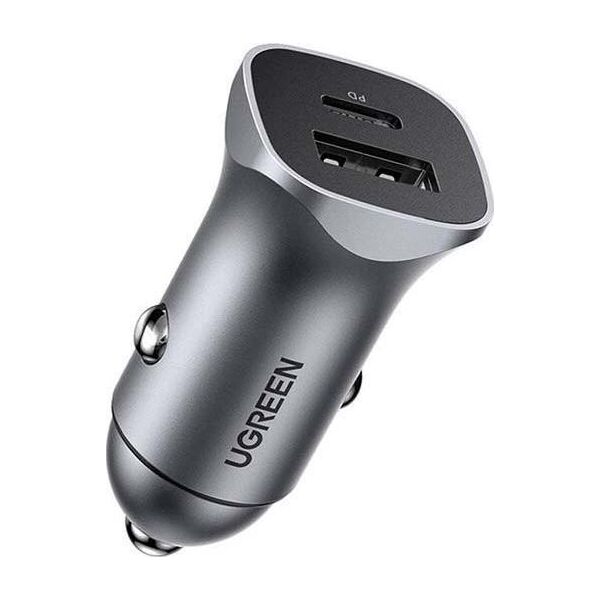 Ładowarka Ugreen Ładowarka samochodowa UGREEN CD130, USB-A+PD 3.0, USB-C, QC3.0 30W (szara)