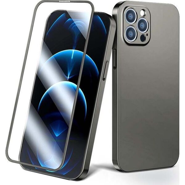 Joyroom Joyroom 360 Full Case etui pokrowiec do iPhone 13 Pro obudowa na tył i przód + szkło hartowane szary (JR-BP935 tranish)