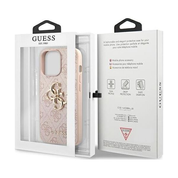 Guess Guess GUHCP13L4GMGPI iPhone 13 Pro / 13 6,1" różowy/pink hardcase 4G Big Metal Logo