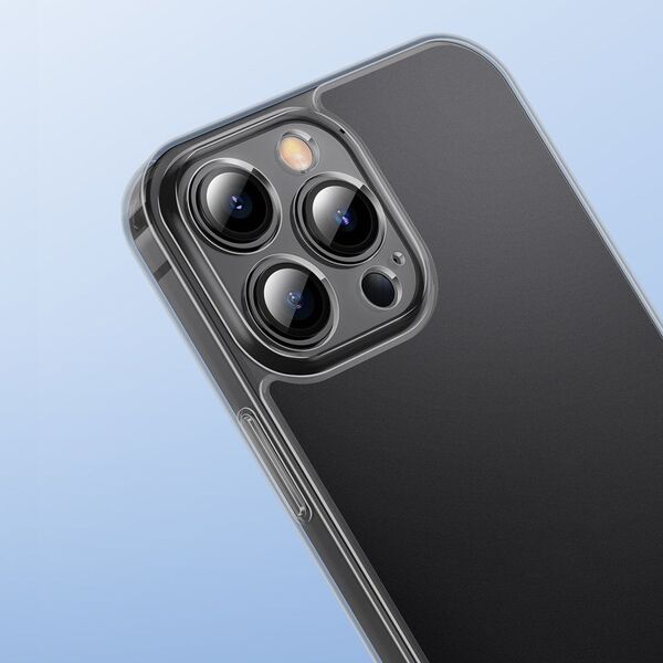 Baseus Baseus Frosted Glass Case etui pokrowiec do iPhone 13 Pro sztywna obudowa z żelową ramką czarny (ARWS000401)