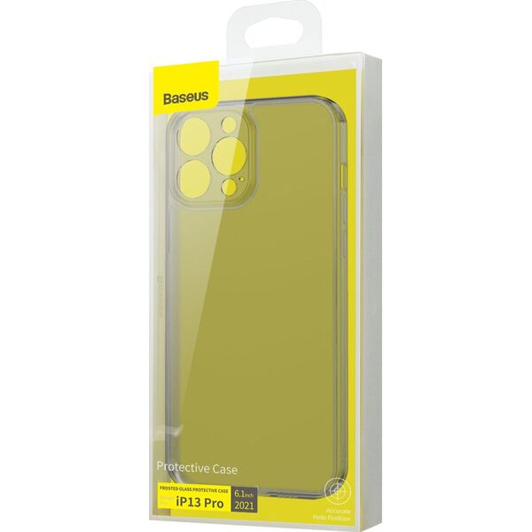 Baseus Baseus Frosted Glass Case etui pokrowiec do iPhone 13 Pro sztywna obudowa z żelową ramką czarny (ARWS000401)