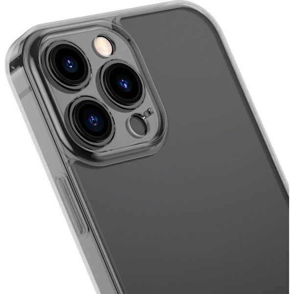 Baseus Baseus Frosted Glass Case etui pokrowiec do iPhone 13 Pro sztywna obudowa z żelową ramką czarny (ARWS000401)