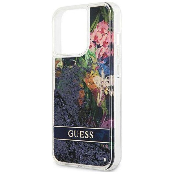Guess Guess GUHCP13XLFLSB iPhone 13 Pro Max 6,7" niebieski/blue hardcase Flower Liquid Glitter