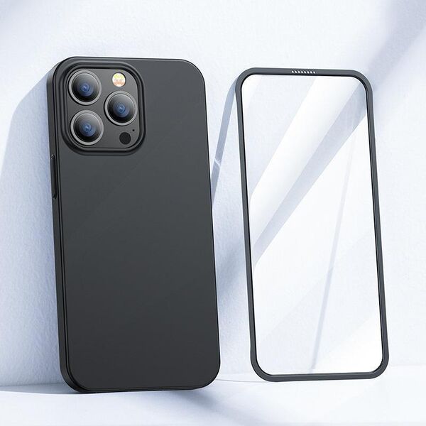 Joyroom Joyroom 360 Full Case etui pokrowiec do iPhone 13 Pro obudowa na tył i przód + szkło hartowane czarny (JR-BP935 black)