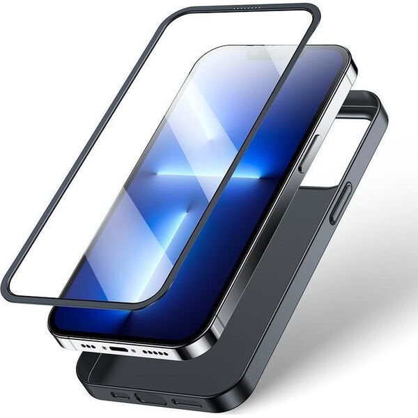 Joyroom Joyroom 360 Full Case etui pokrowiec do iPhone 13 Pro obudowa na tył i przód + szkło hartowane czarny (JR-BP935 black)