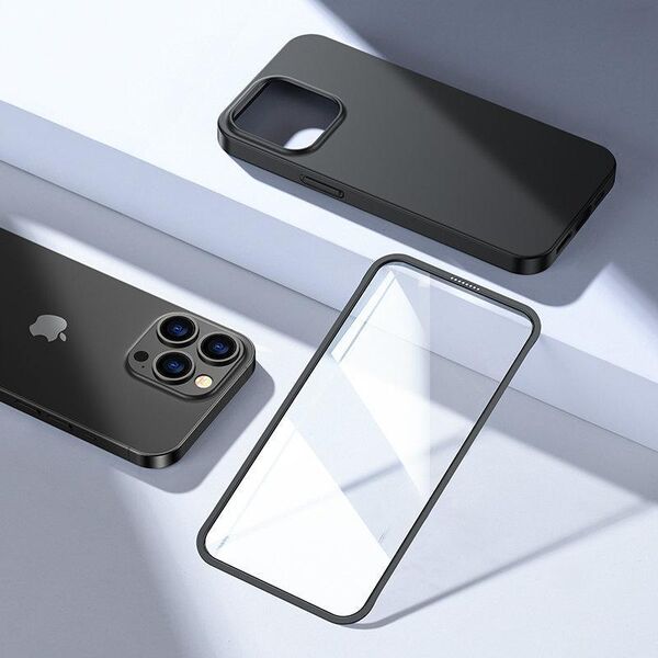 Joyroom Joyroom 360 Full Case etui pokrowiec do iPhone 13 Pro obudowa na tył i przód + szkło hartowane czarny (JR-BP935 black)