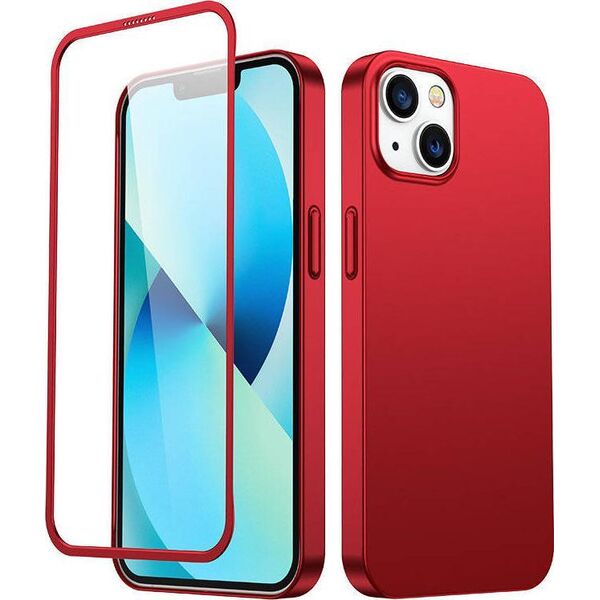 Joyroom Joyroom 360 Full Case etui pokrowiec do iPhone 13 obudowa na tył i przód + szkło hartowane czerwony (JR-BP927 red)