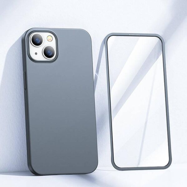 Joyroom Joyroom 360 Full Case etui pokrowiec do iPhone 13 obudowa na tył i przód + szkło hartowane szary (JR-BP927 tarnish)