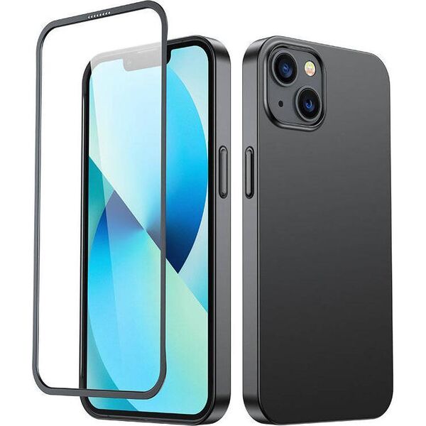 Joyroom Joyroom 360 Full Case etui pokrowiec do iPhone 13 obudowa na tył i przód + szkło hartowane czarny (JR-BP927 black)