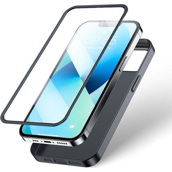 Joyroom Joyroom 360 Full Case etui pokrowiec do iPhone 13 obudowa na tył i przód + szkło hartowane czarny (JR-BP927 black)