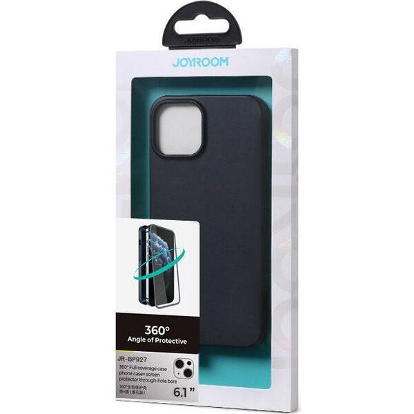 Joyroom Joyroom 360 Full Case etui pokrowiec do iPhone 13 obudowa na tył i przód + szkło hartowane czarny (JR-BP927 black)