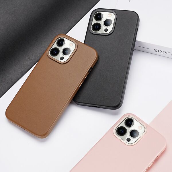 Dux Ducis Dux Ducis Grit skórzane etui do iPhone 14 Pro Max elegancki pokrowiec ze sztucznej skóry (kompatybilne z MagSafe) brązowy