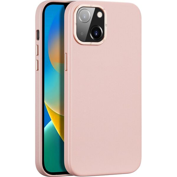 Dux Ducis Dux Ducis Grit skórzane etui do iPhone 14 Max elegancki pokrowiec ze sztucznej skóry (kompatybilne z MagSafe) różowy