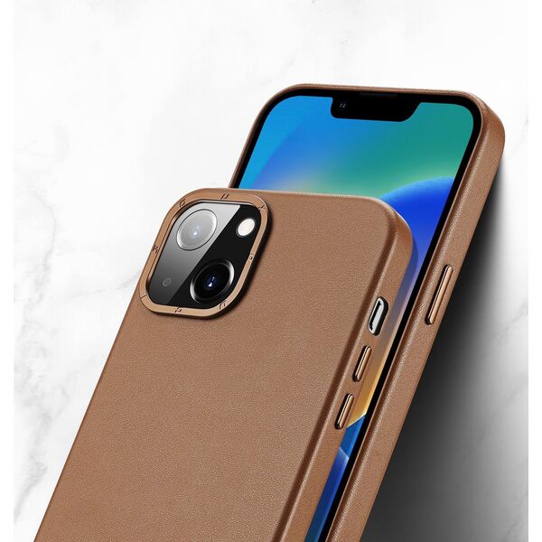 Dux Ducis Dux Ducis Grit skórzane etui do iPhone 14 elegancki pokrowiec ze sztucznej skóry (kompatybilne z MagSafe) brązowy