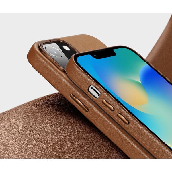 Dux Ducis Dux Ducis Grit skórzane etui do iPhone 14 elegancki pokrowiec ze sztucznej skóry (kompatybilne z MagSafe) brązowy
