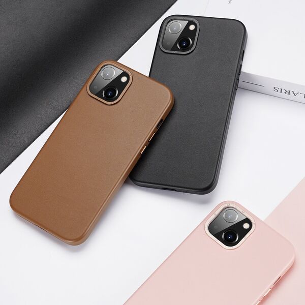Dux Ducis Dux Ducis Grit skórzane etui do iPhone 14 Max elegancki pokrowiec ze sztucznej skóry (kompatybilne z MagSafe) brązowy