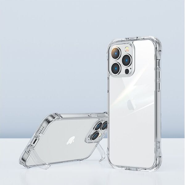 Joyroom Joyroom Defender Series etui pokrowiec do iPhone 14 Pro Max pancerna obudowa z haczykami podstawką przezroczysty (JR-14H4)