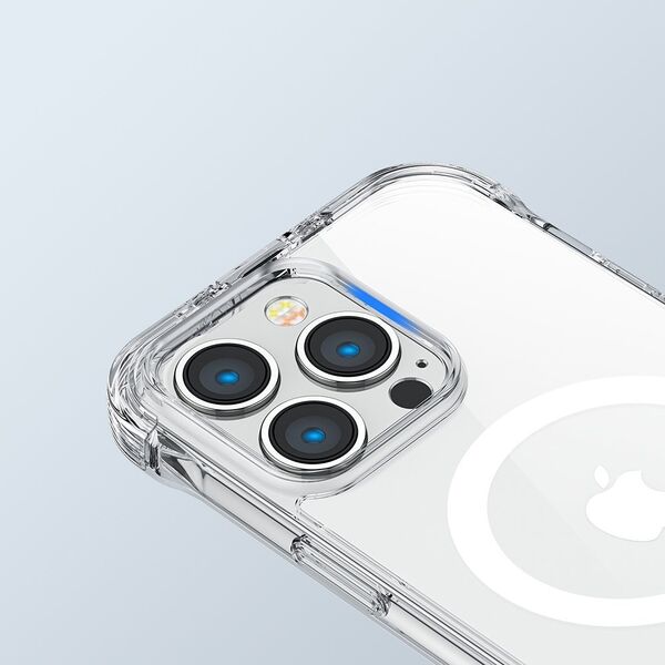 Joyroom Joyroom Magnetic Defender magnetyczne etui do iPhone 14 Plus pancerny pokrowiec z haczykami podstawką przezroczysty (kompatybilne z MagSafe)