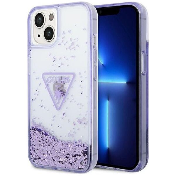 Guess Etui Guess GUHCP14MLFCTPU Apple iPhone 14 Plus fioletowy/purple hardcase Liquid Glitter Palm Collection
