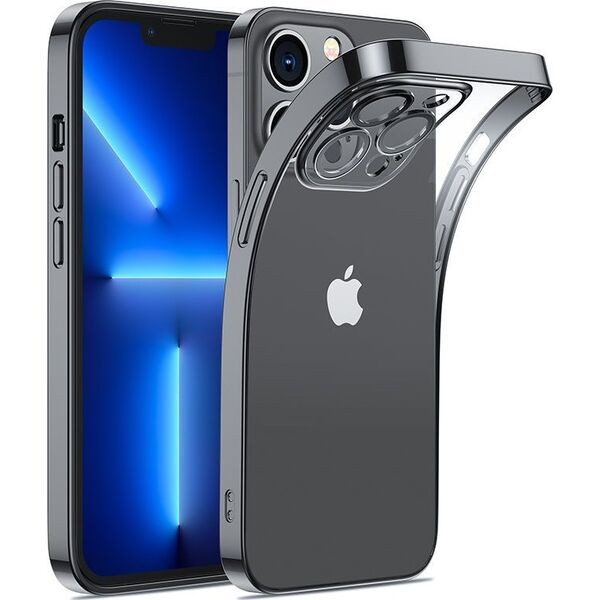Joyroom Joyroom 14Q Case etui do iPhone 14 Plus obudowa pokrowiec z metaliczną ramką czarny (JR-14Q3-black)