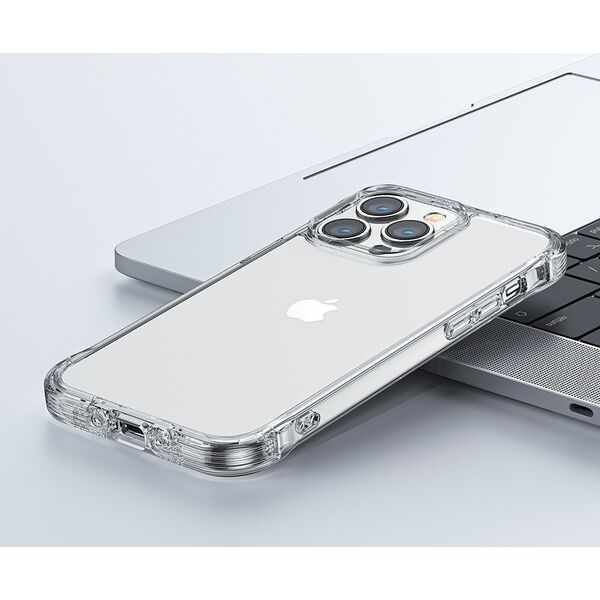 Joyroom Joyroom Defender Series etui pokrowiec do iPhone 14 Pro pancerna obudowa z haczykami podstawką przezroczysty (JR-14H2)