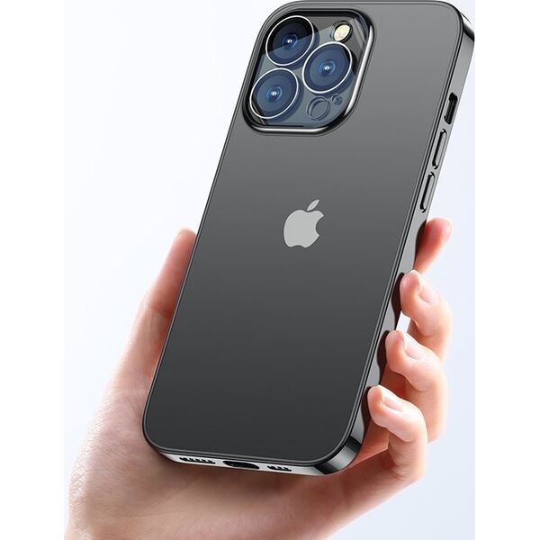 Joyroom Joyroom 14Q Case etui do iPhone 14 obudowa pokrowiec z metaliczną ramką czarny (JR-14Q1-black)