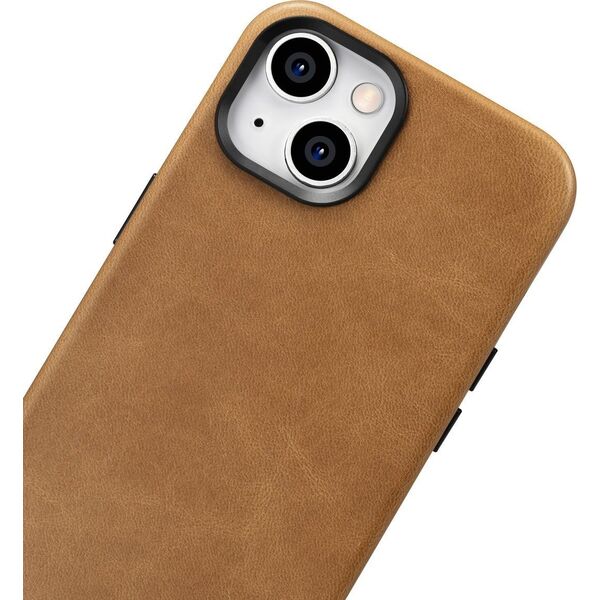 iCarer iCarer Oil Wax Premium Leather Case skórzane etui iPhone 14 magnetyczne z MagSafe brązowy (WMI14220701-TN)
