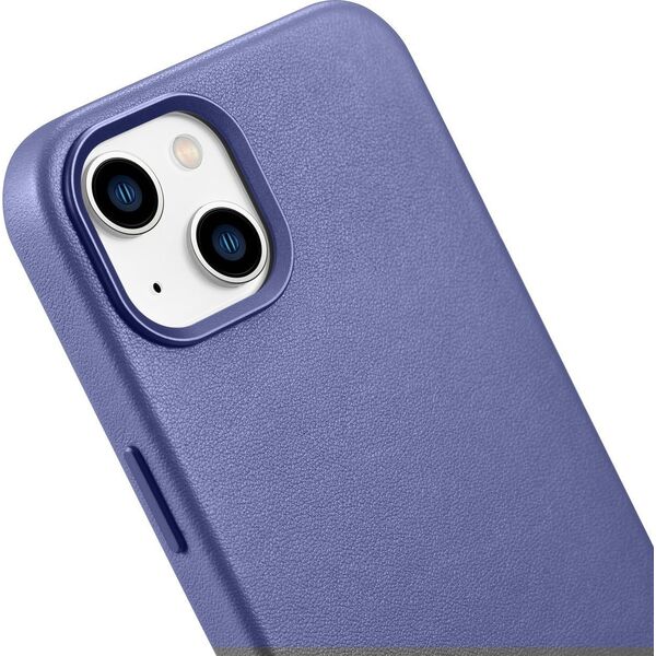 iCarer iCarer Case Leather pokrowiec etui z naturalnej skóry do iPhone 14 jasnofioletowy (WMI14220705-LP) (kompatybilne z MagSafe)