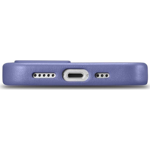 iCarer iCarer Case Leather pokrowiec etui z naturalnej skóry do iPhone 14 jasnofioletowy (WMI14220705-LP) (kompatybilne z MagSafe)