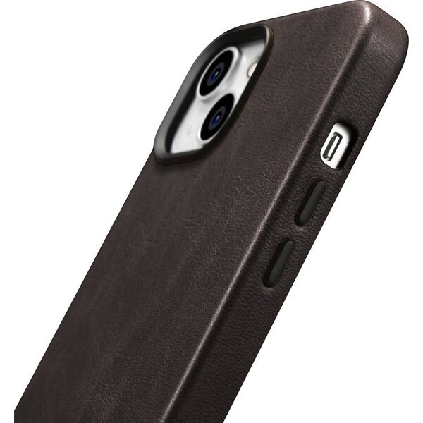 iCarer iCarer Oil Wax Premium Leather Case skórzane etui iPhone 14 Plus magnetyczne z MagSafe brązowy (WMI14220703-BN)