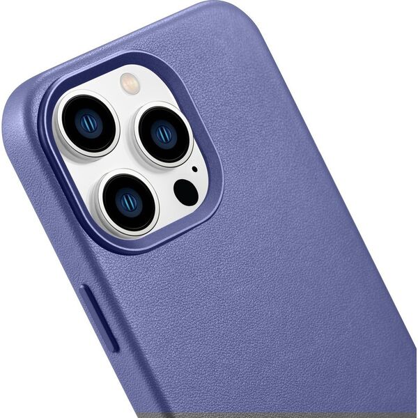 iCarer iCarer Case Leather pokrowiec etui z naturalnej skóry do iPhone 14 Pro Max jasnofioletowy (WMI14220708-LP) (kompatybilne z MagSafe)