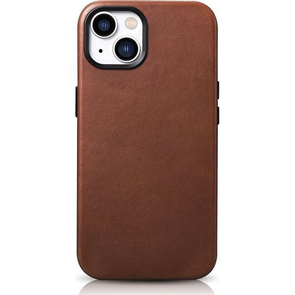 iCarer iCarer Oil Wax Premium Leather Case skórzane etui iPhone 14 Plus magnetyczne z MagSafe brązowy (WMI14220703-RB)