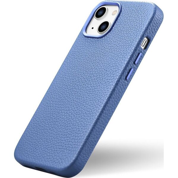 iCarer iCarer Litchi Premium Leather Case skórzane etui iPhone 14 Plus magnetyczne z MagSafe jasnoniebieski (WMI14220711-LB)