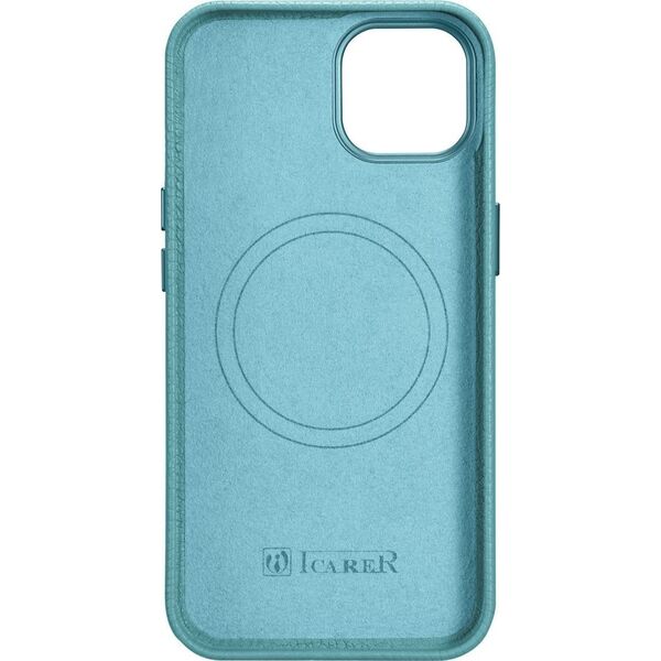 iCarer iCarer Litchi Premium Leather Case skórzane etui iPhone 14 Plus magnetyczne z MagSafe zielony (WMI14220711-GN)