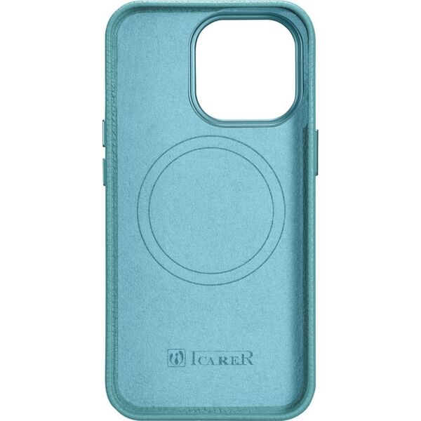 iCarer iCarer Litchi Premium Leather Case skórzane etui iPhone 14 Pro Max magnetyczne z MagSafe zielony (WMI14220712-GN)